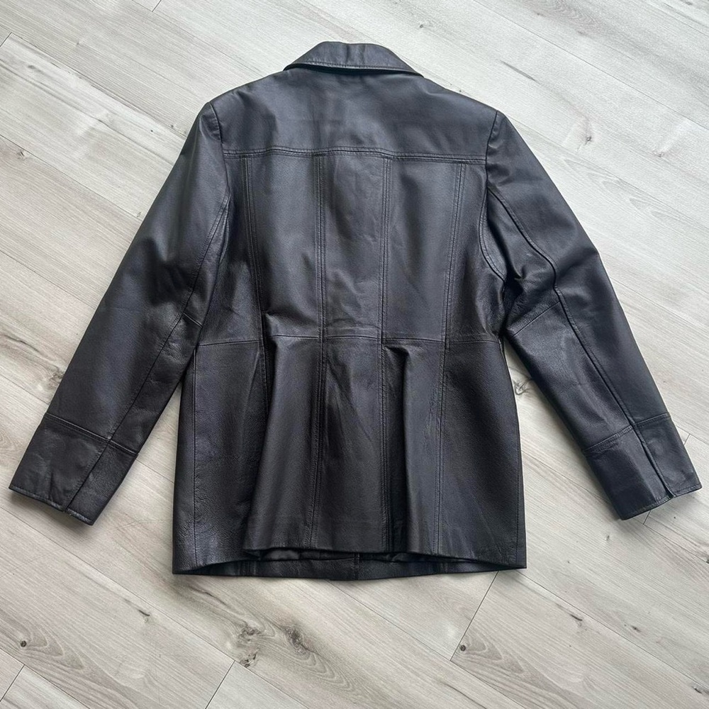 east 5th vintage brown long paneled leather jacket - Picture 7 of 7